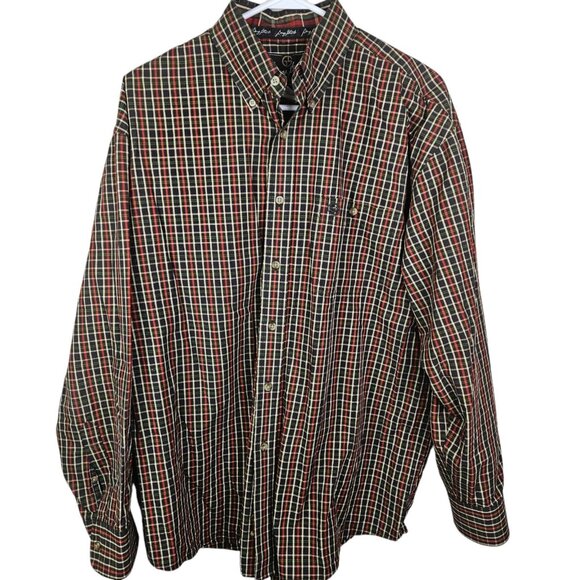 George Strait Wrangler Navy Red Plaid Long Sleeve Button‎ Down Shirt Size Large - Picture 9 of 9